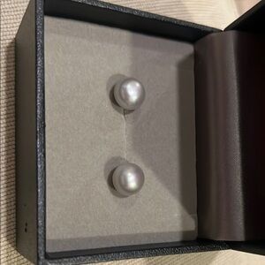 Elegant Gray Pearl Stud Earrings